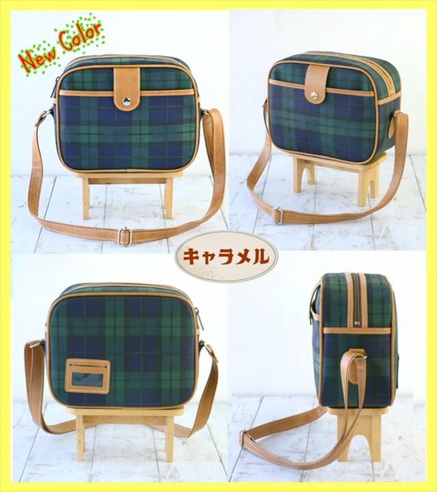 【豊岡製】PVCチェック柄幼稚園鞄 (通園ショルダーバッグ)